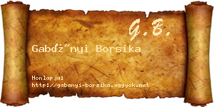 Gabányi Borsika névjegykártya
